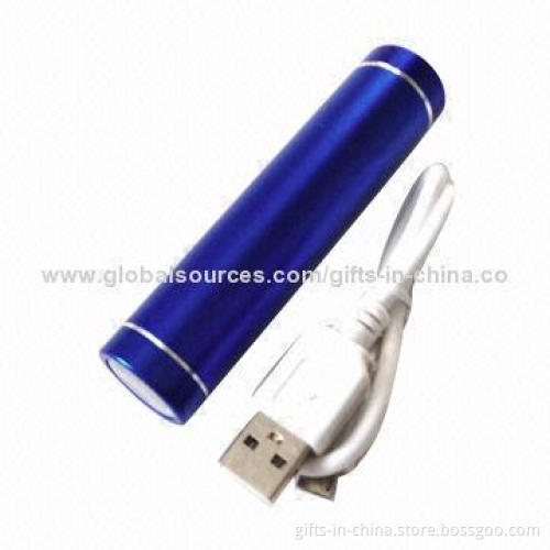 Portable Power Bank for iPhone Cell Phone with Flash Light, 2,600mAh Capacity, 5V/1A Input